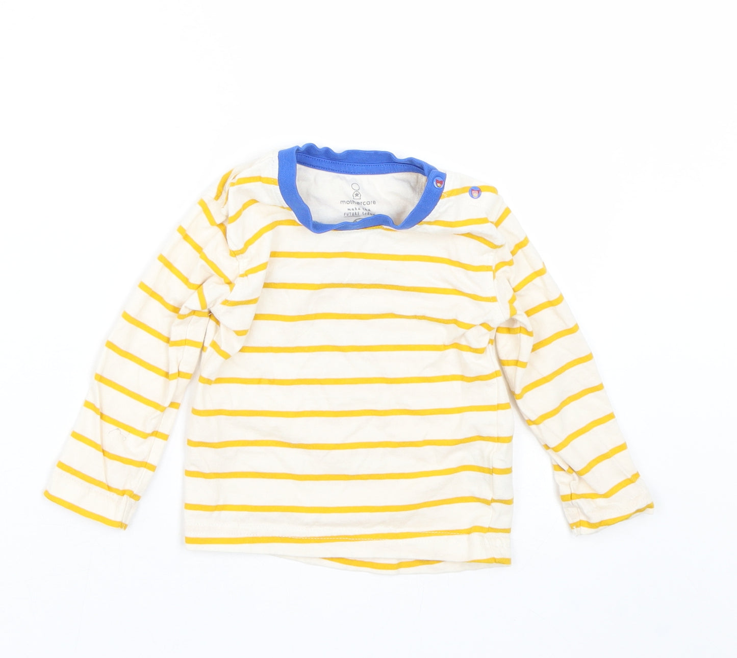 Mothercare Girls Yellow Striped  Basic T-Shirt Size 9-12 Months