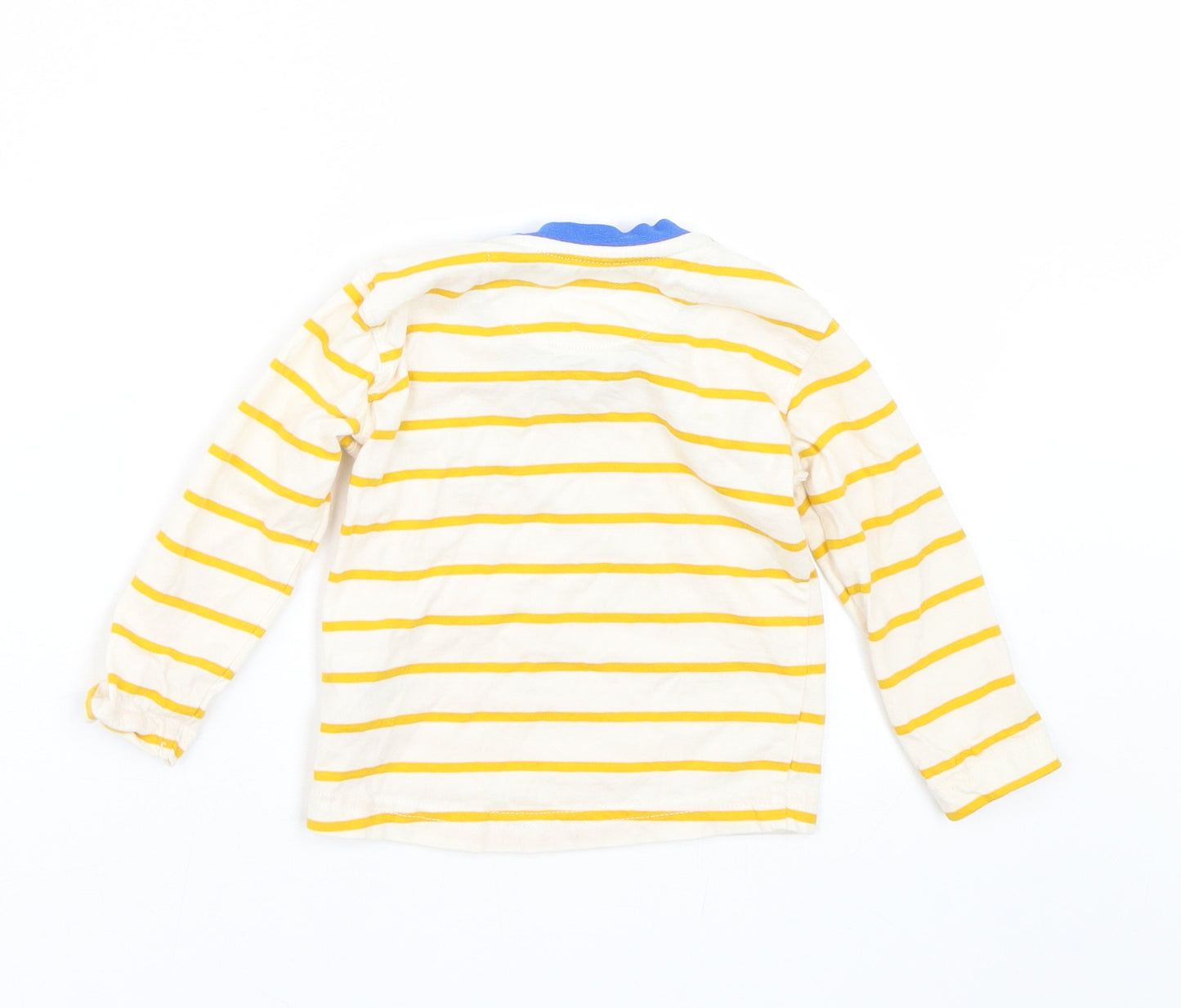 Mothercare Girls Yellow Striped  Basic T-Shirt Size 9-12 Months