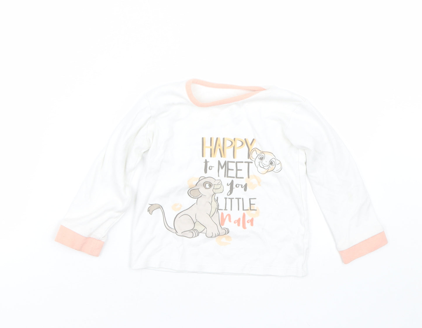 George Girls White   Cami Pyjama Top Size 18-24 Months  - Lion king