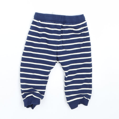 M&S Baby Blue Striped  Jogger Trousers Size 9-12 Months  - DInosaur