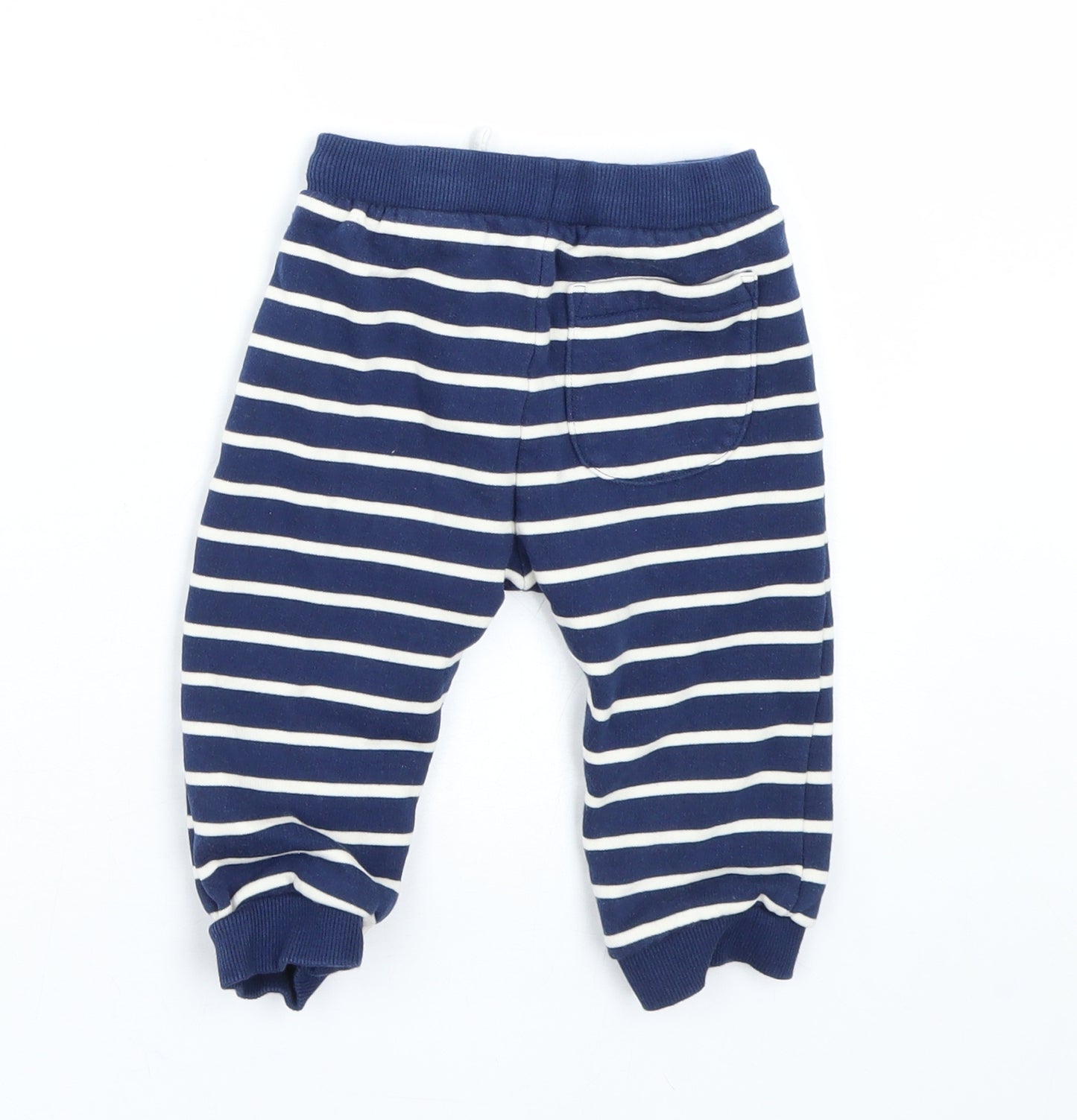 M&S Baby Blue Striped  Jogger Trousers Size 9-12 Months  - DInosaur