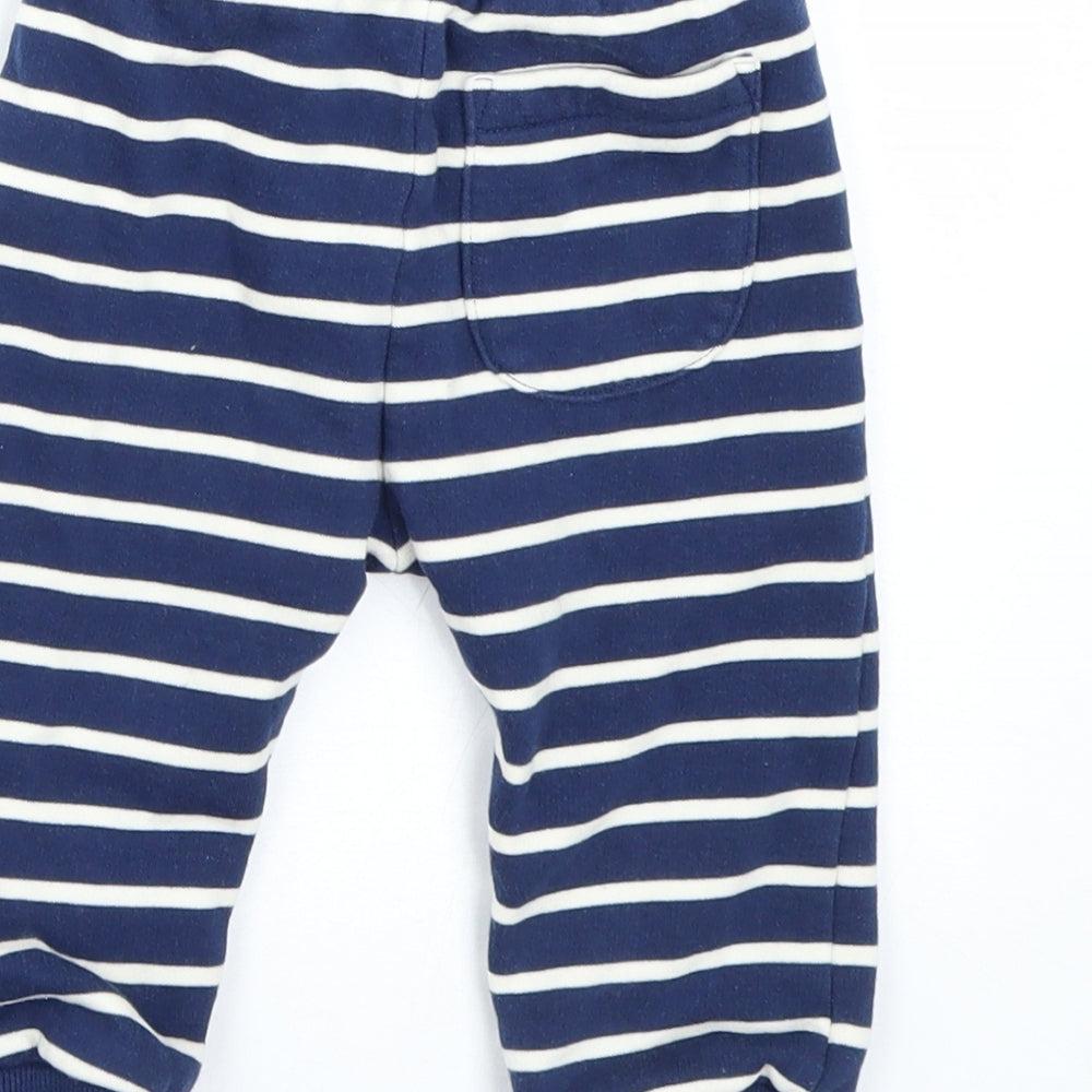 M&S Baby Blue Striped  Jogger Trousers Size 9-12 Months  - DInosaur
