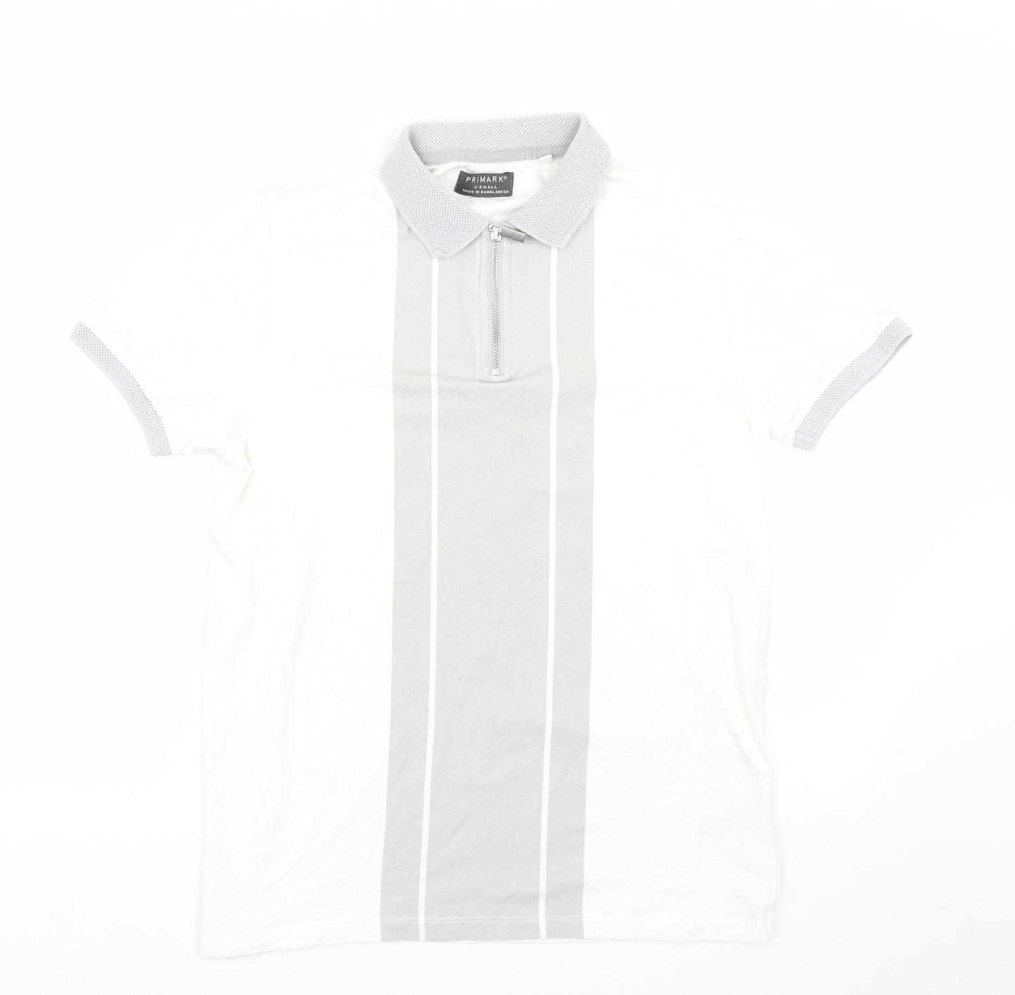 Primark Mens White Striped   Polo Size XS