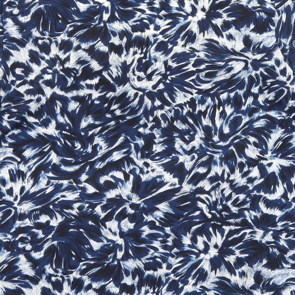 Preworn Womens Blue Floral  Basic Blouse Size 16
