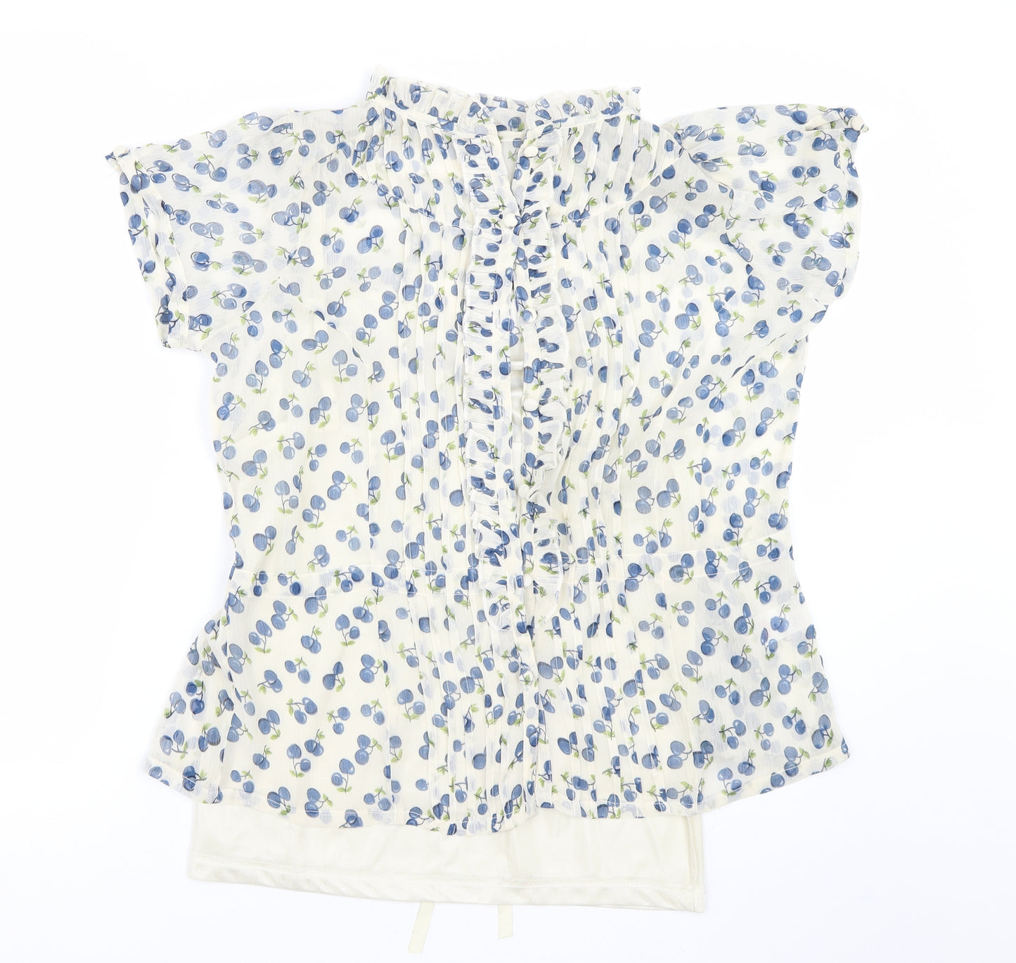Preworn Womens Beige Floral  Basic Blouse Size 16