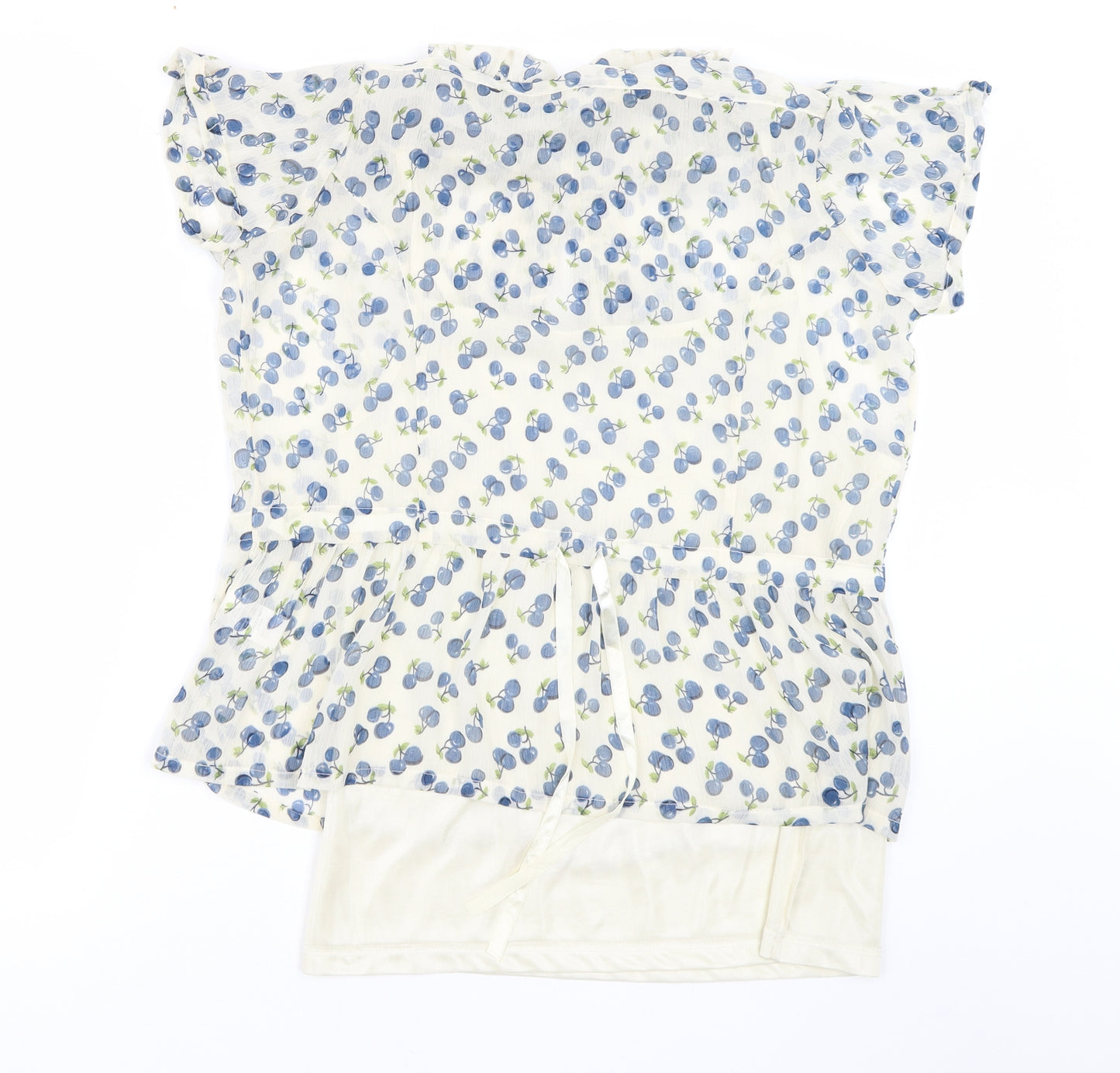 Preworn Womens Beige Floral  Basic Blouse Size 16