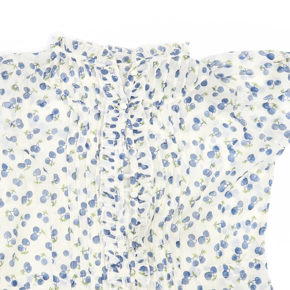 Preworn Womens Beige Floral  Basic Blouse Size 16