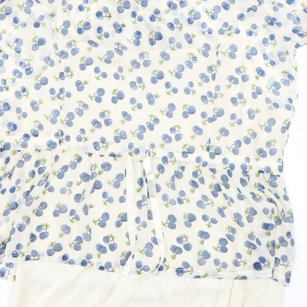 Preworn Womens Beige Floral  Basic Blouse Size 16
