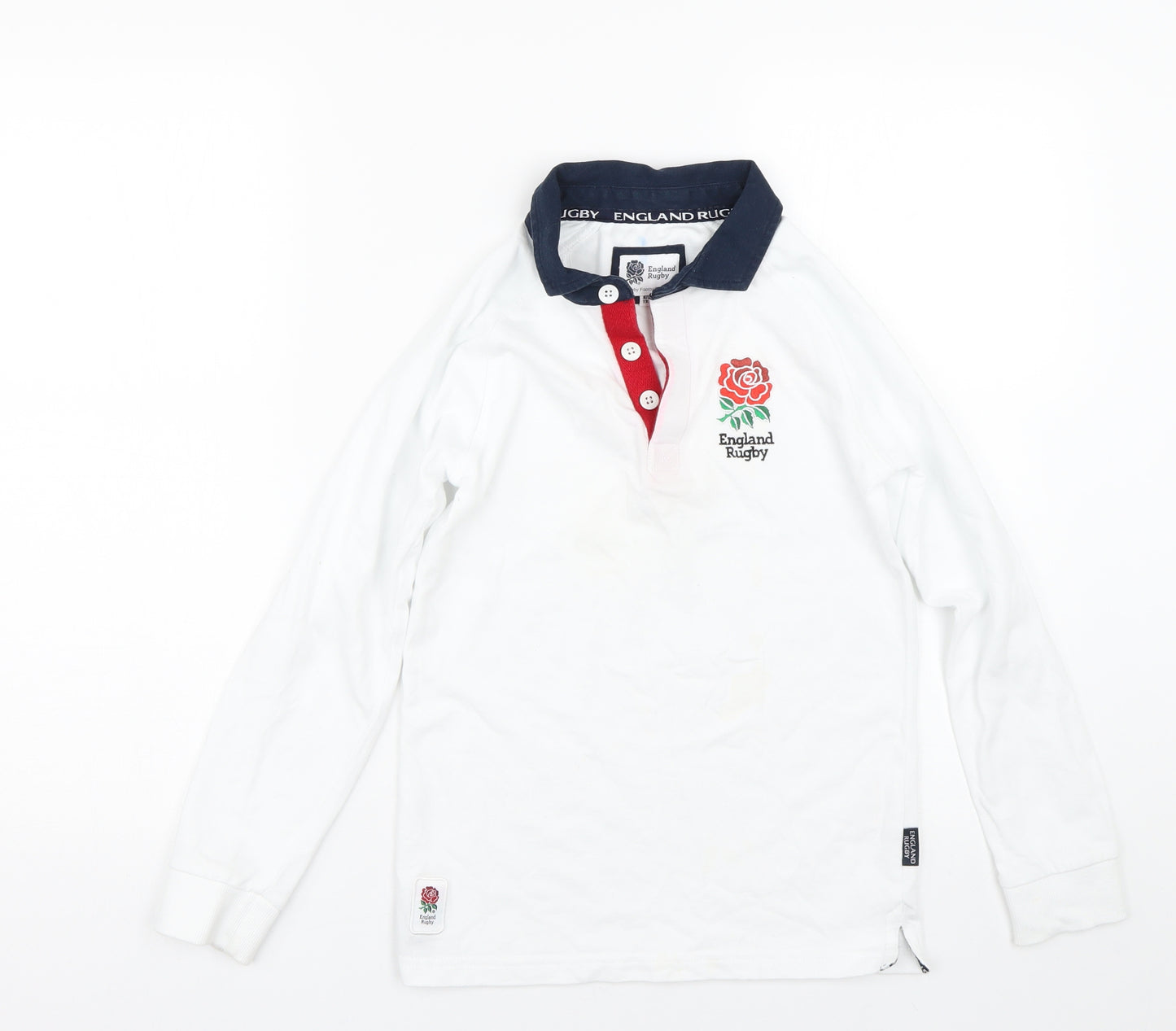 England Rugby Boys White   Basic Polo Size 8-9 Years  - England rugby