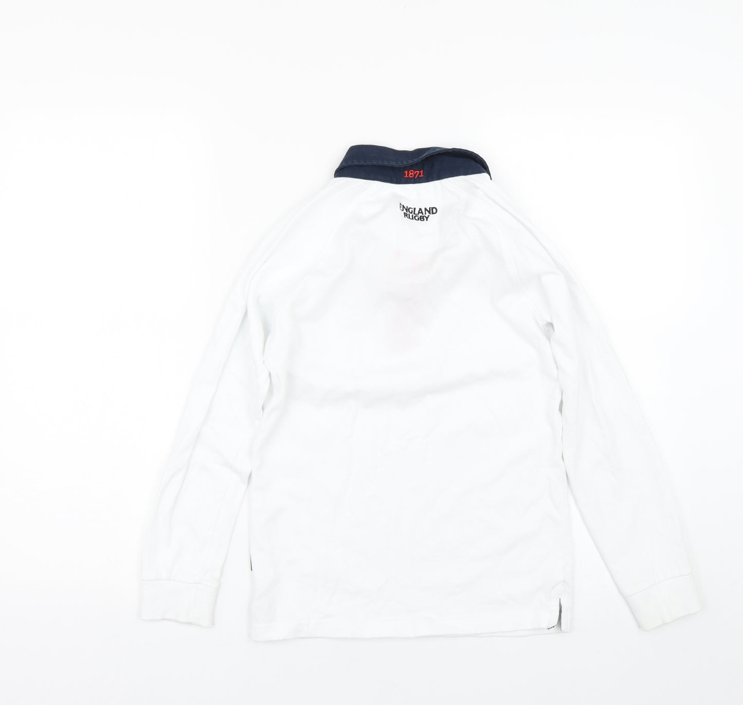 England Rugby Boys White   Basic Polo Size 8-9 Years  - England rugby