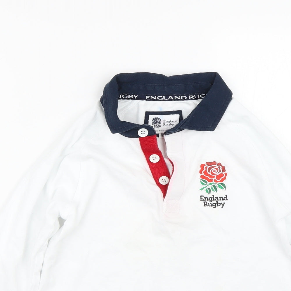 England Rugby Boys White   Basic Polo Size 8-9 Years  - England rugby
