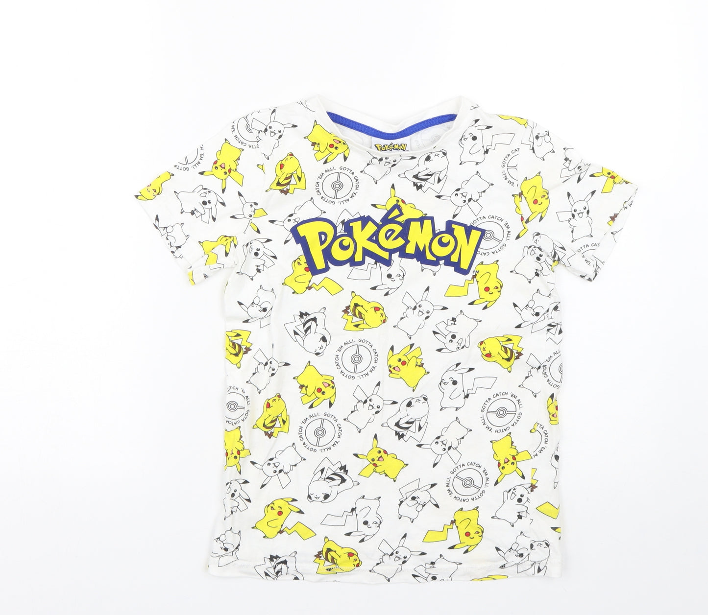 George Boys White Animal Print  Basic T-Shirt Size 9 Years  - Pokemon
