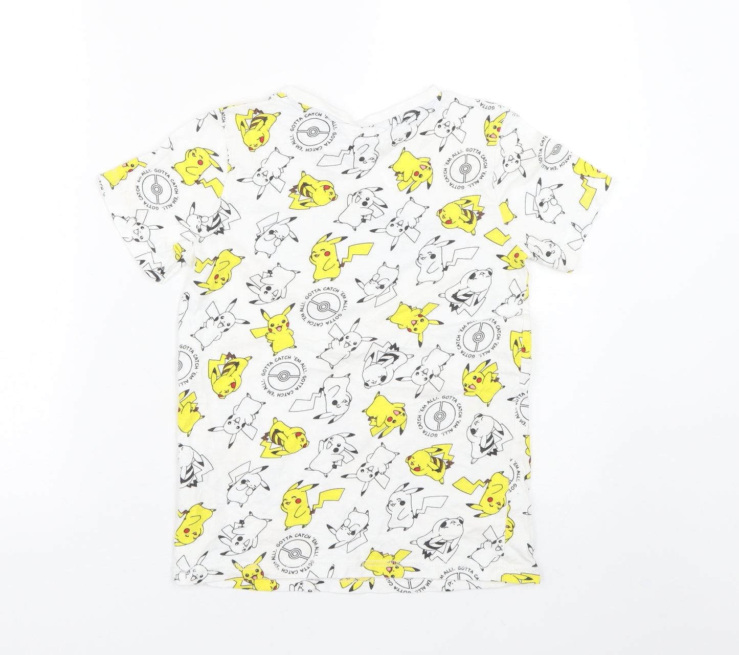 George Boys White Animal Print  Basic T-Shirt Size 9 Years  - Pokemon