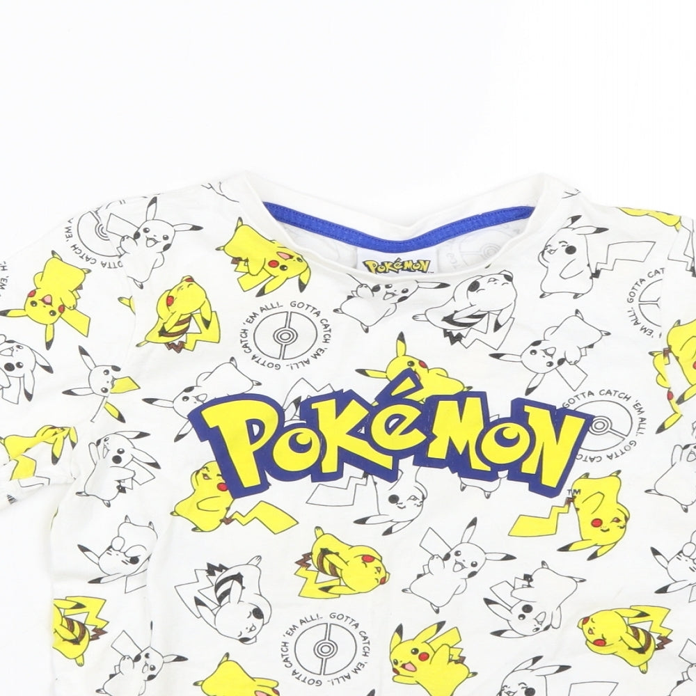 George Boys White Animal Print  Basic T-Shirt Size 9 Years  - Pokemon