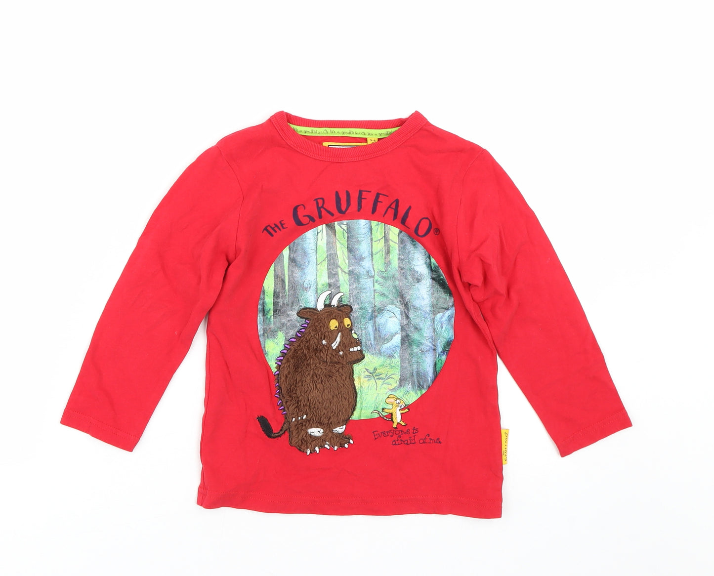 THE GRUFFALO Boys Red   Basic T-Shirt Size 3-4 Years  - The Gruffalo