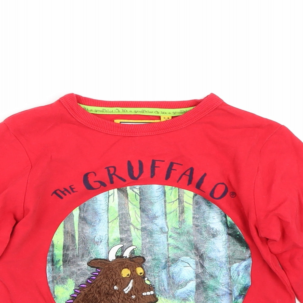 THE GRUFFALO Boys Red   Basic T-Shirt Size 3-4 Years  - The Gruffalo