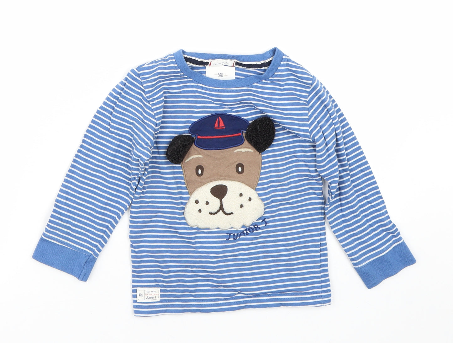 Junior J Boys Blue Striped  Basic T-Shirt Size 36 Months  - Dog
