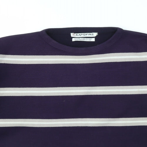 RRAPIDFIRE Mens Purple Striped  Pullover Sweatshirt Size S