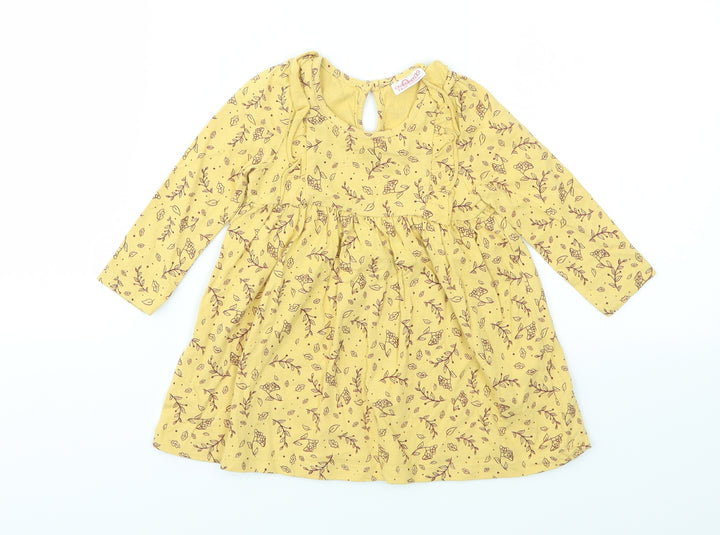 SO CUTE Girls Yellow Animal Print  Fit & Flare  Size 9-12 Months