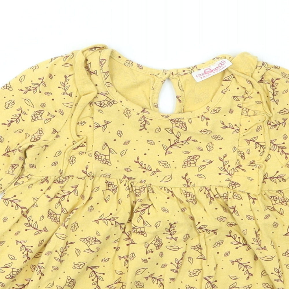 SO CUTE Girls Yellow Animal Print  Fit & Flare  Size 9-12 Months