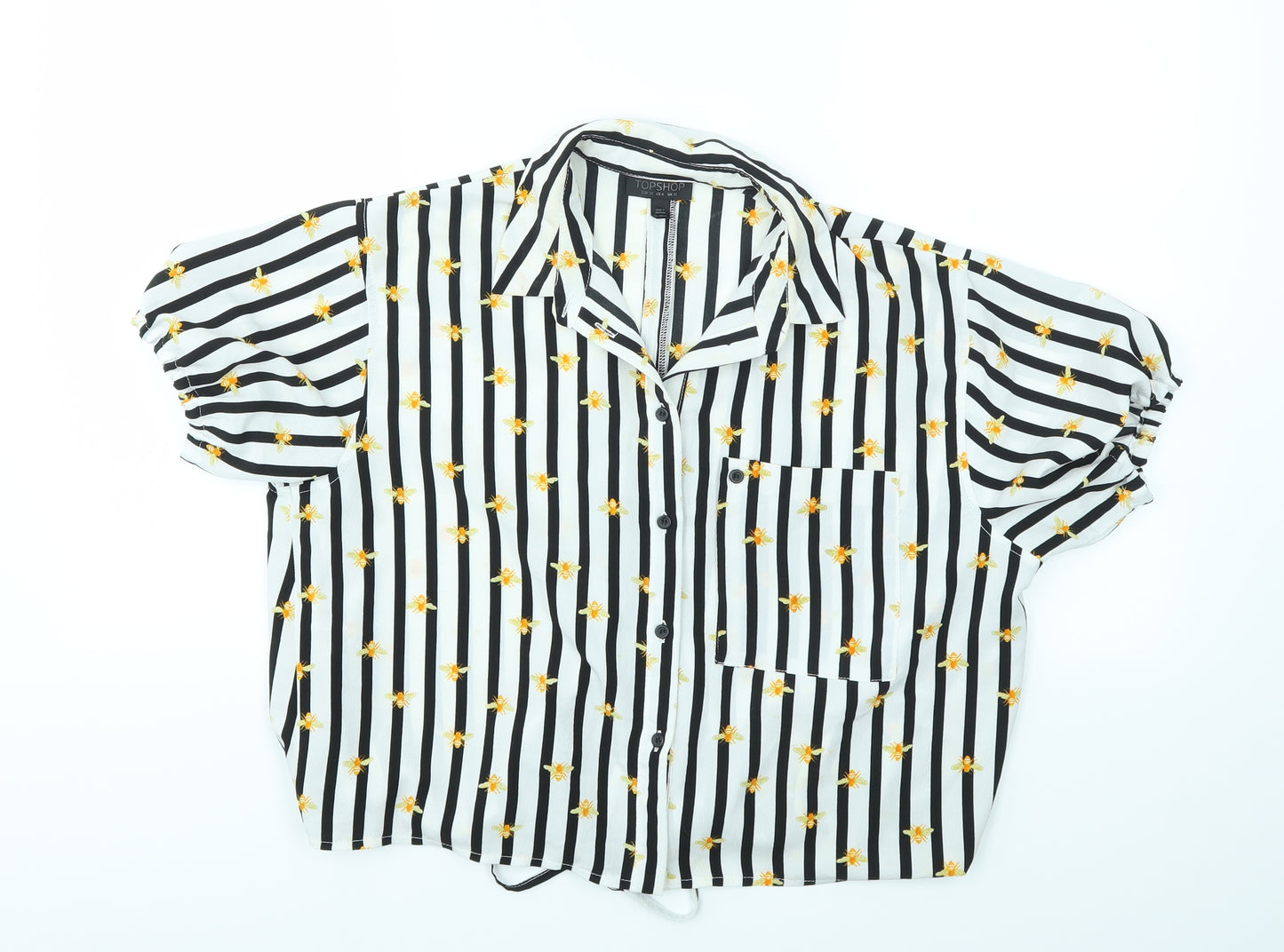 TOPSHOP  Womens Ivory Striped  Basic Blouse Size 10