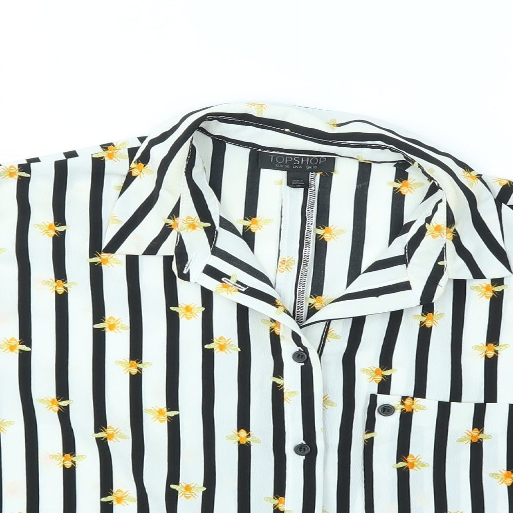 TOPSHOP  Womens Ivory Striped  Basic Blouse Size 10