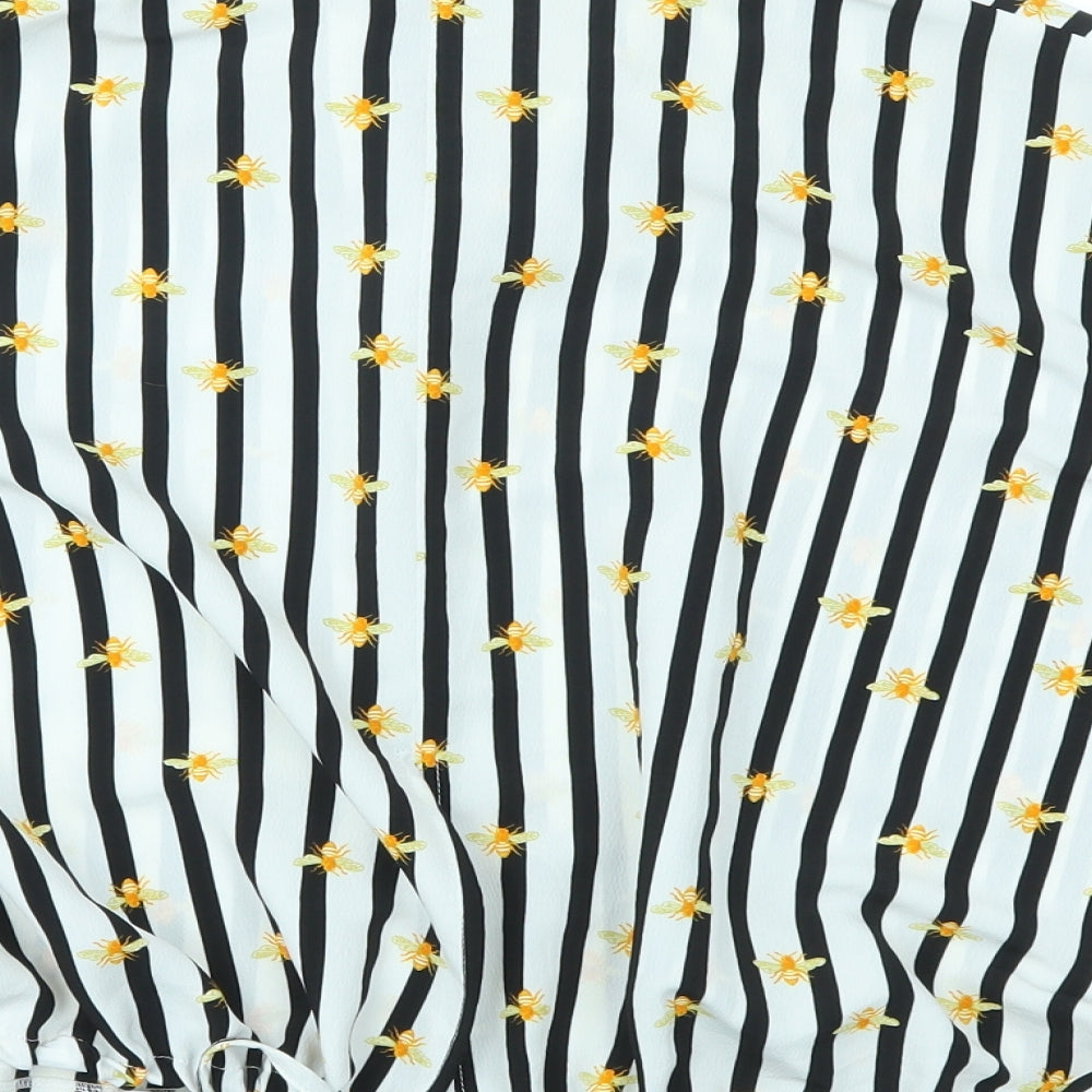 TOPSHOP  Womens Ivory Striped  Basic Blouse Size 10