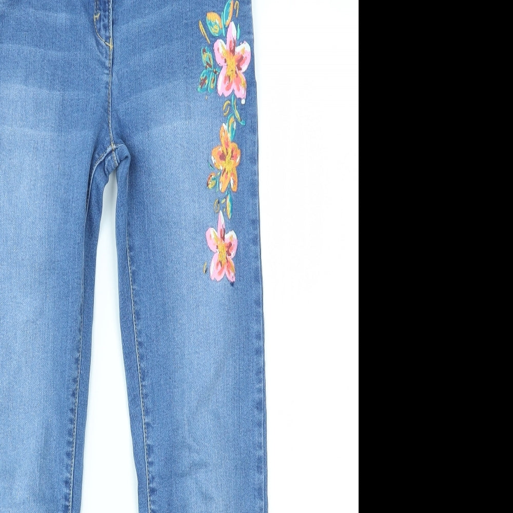 Nutmeg Girls Blue Floral  Straight Jeans Size 12-13 Years