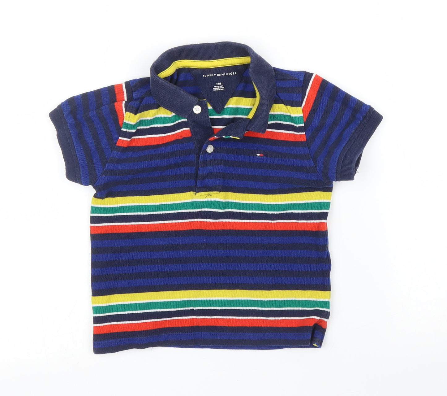 Tommy Hilfiger Boys Blue Striped  Basic Polo Size 4 Years