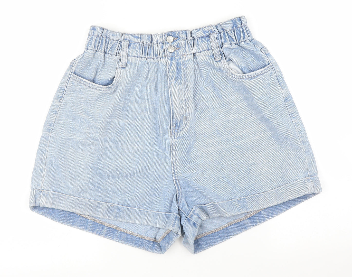 New Look Womens Blue  Denim Paperbag Shorts Size 14
