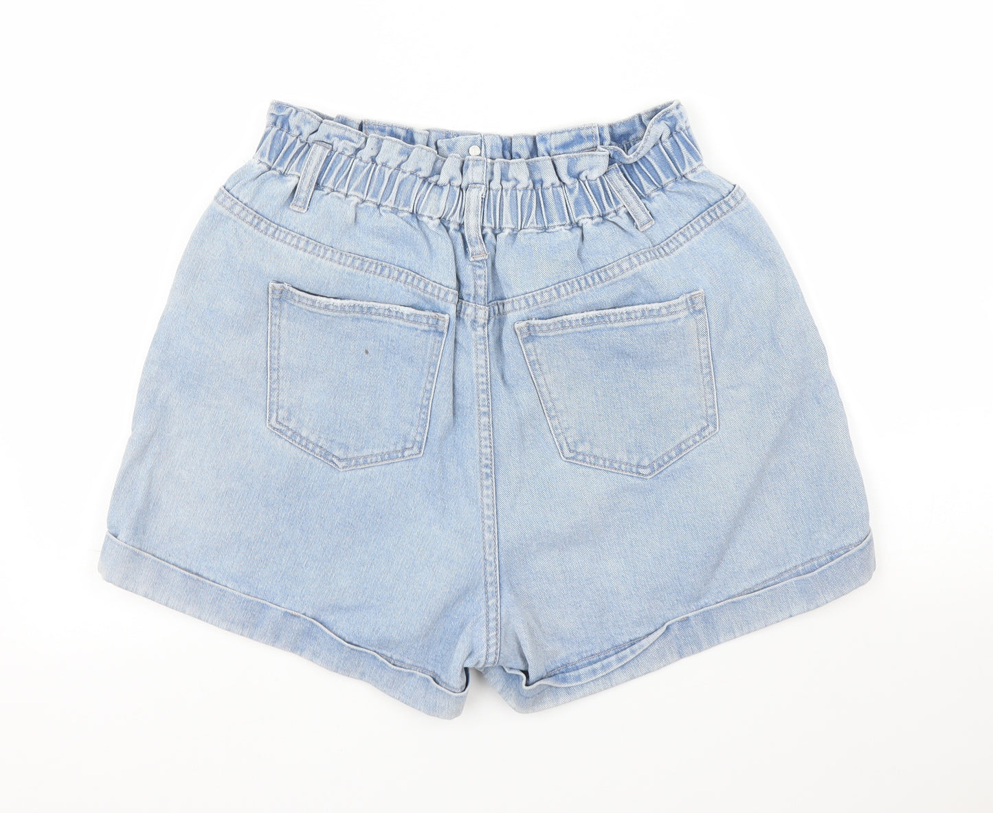 New Look Womens Blue  Denim Paperbag Shorts Size 14