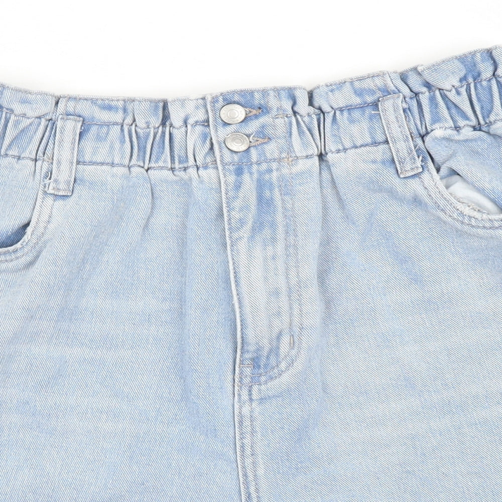 New Look Womens Blue  Denim Paperbag Shorts Size 14