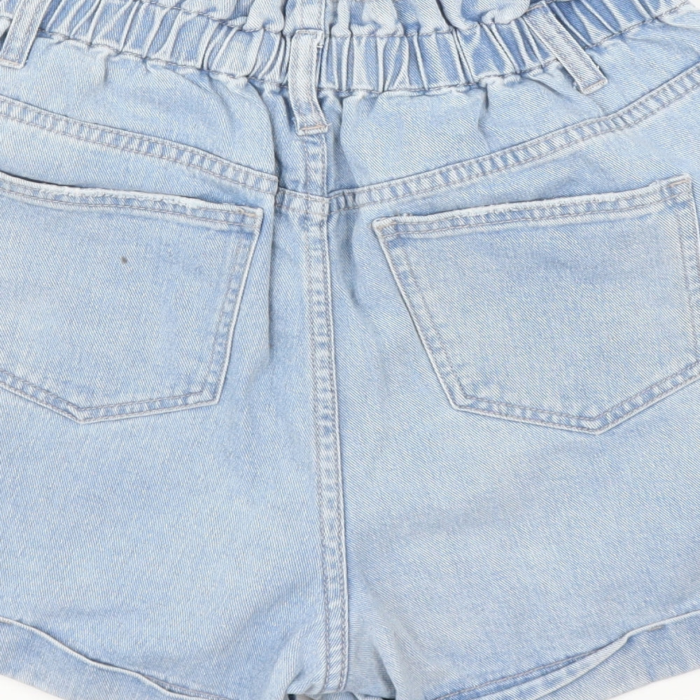 New Look Womens Blue  Denim Paperbag Shorts Size 14