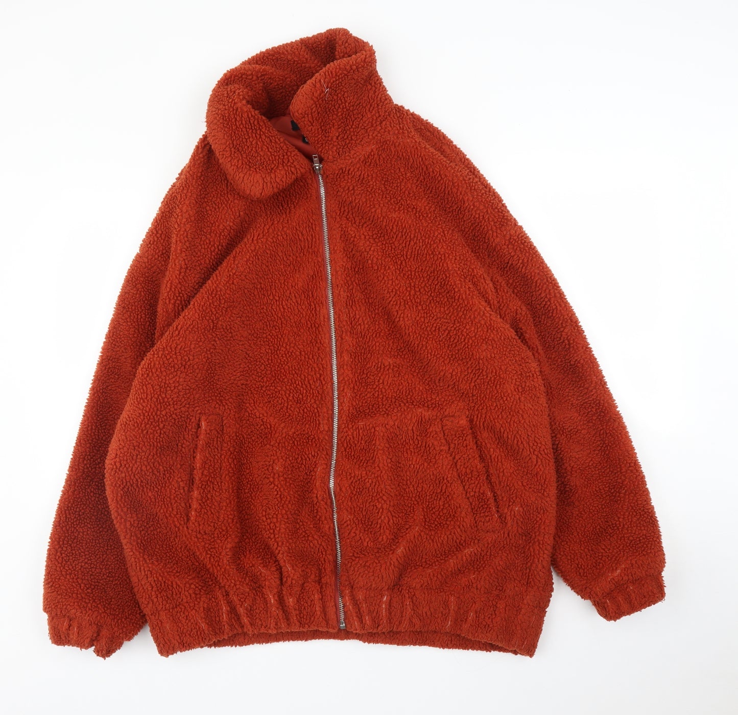 New Look Womens Orange  Fleece Overcoat Coatigan Size 12