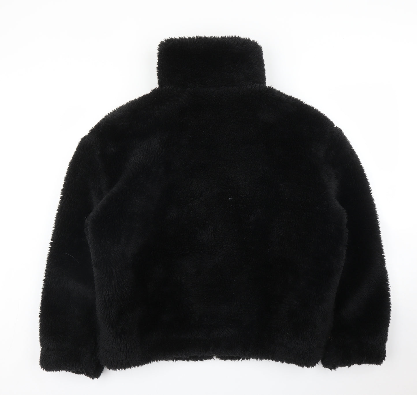 Boohoo Womens Black  Fleece Overcoat Coatigan Size 10