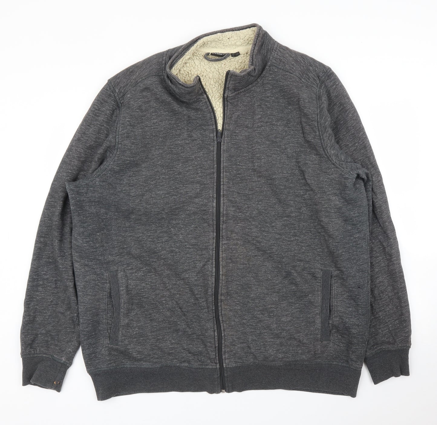 Livergy Mens Grey   Full Zip Jumper Size 2XL
