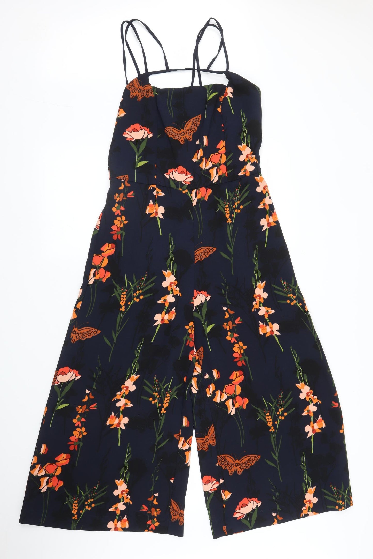 NEXT Womens Blue Floral  Jumpsuit One-Piece Size 10
