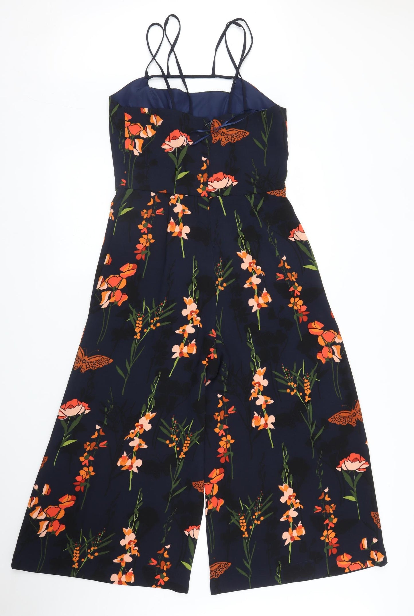 NEXT Womens Blue Floral  Jumpsuit One-Piece Size 10