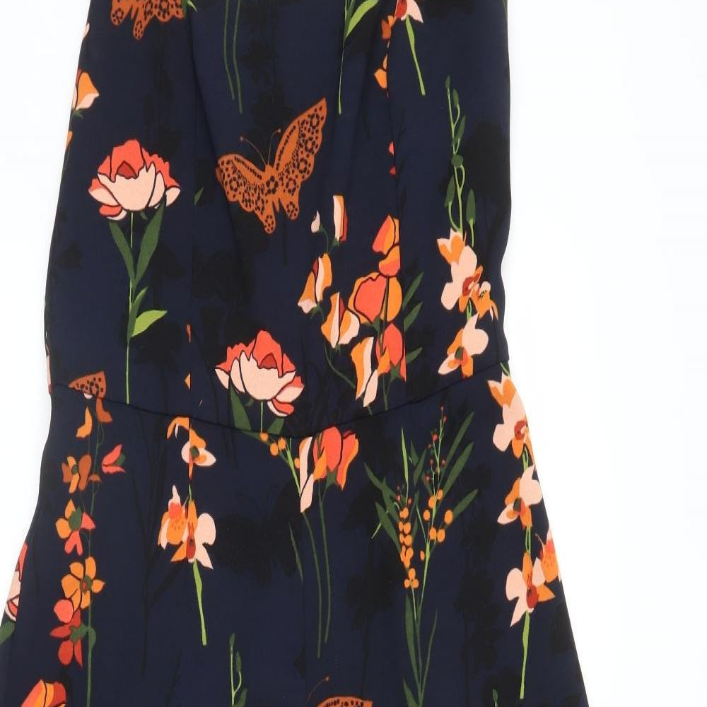 NEXT Womens Blue Floral  Jumpsuit One-Piece Size 10