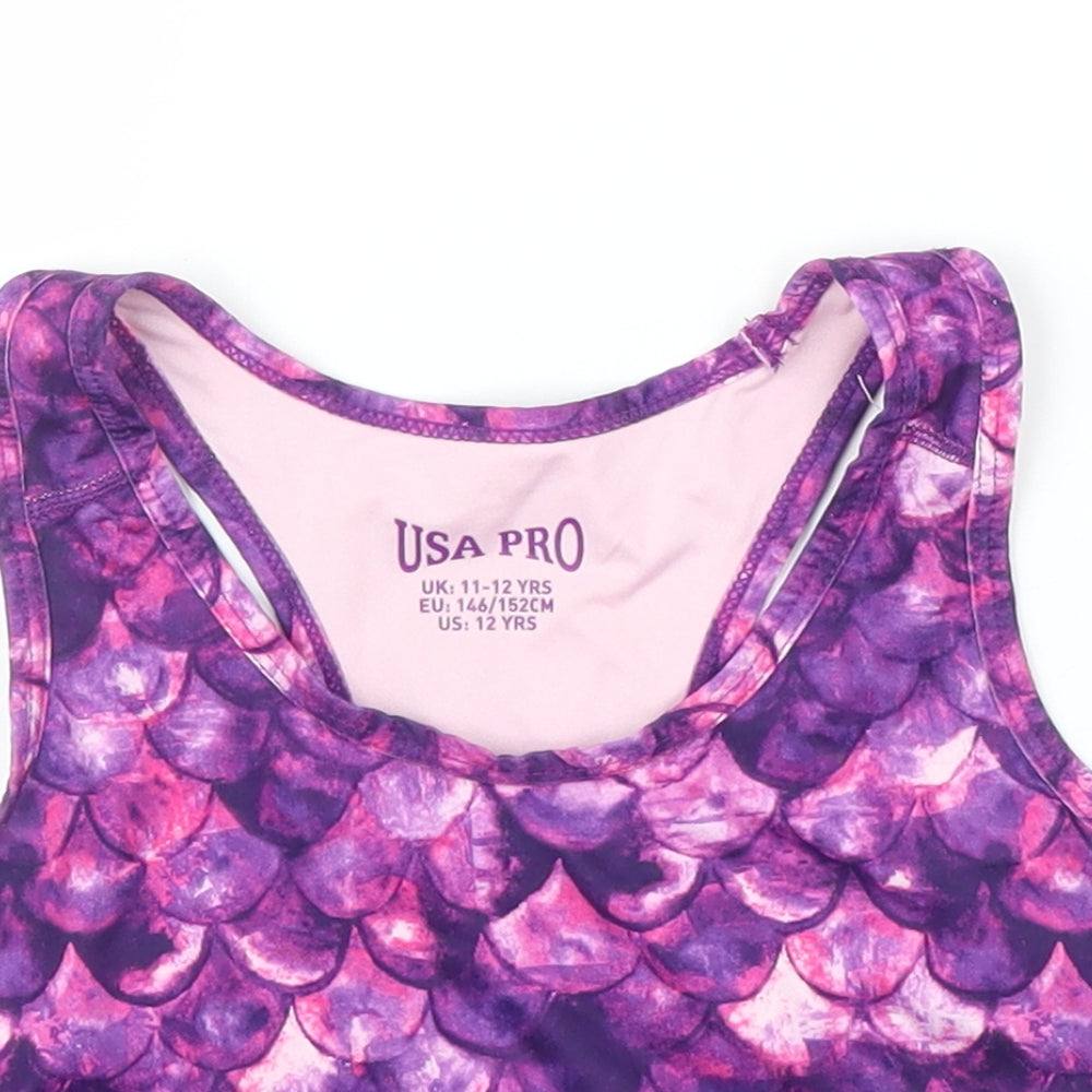 USA Pro Girls Purple   Cropped Tank Size 11 Years