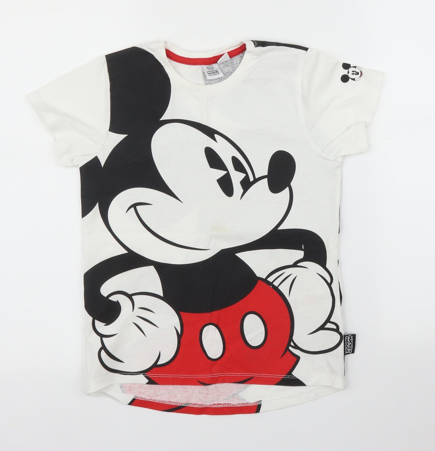 Primark Girls White   Basic T-Shirt Size 7 Years  - Mickey Mouse