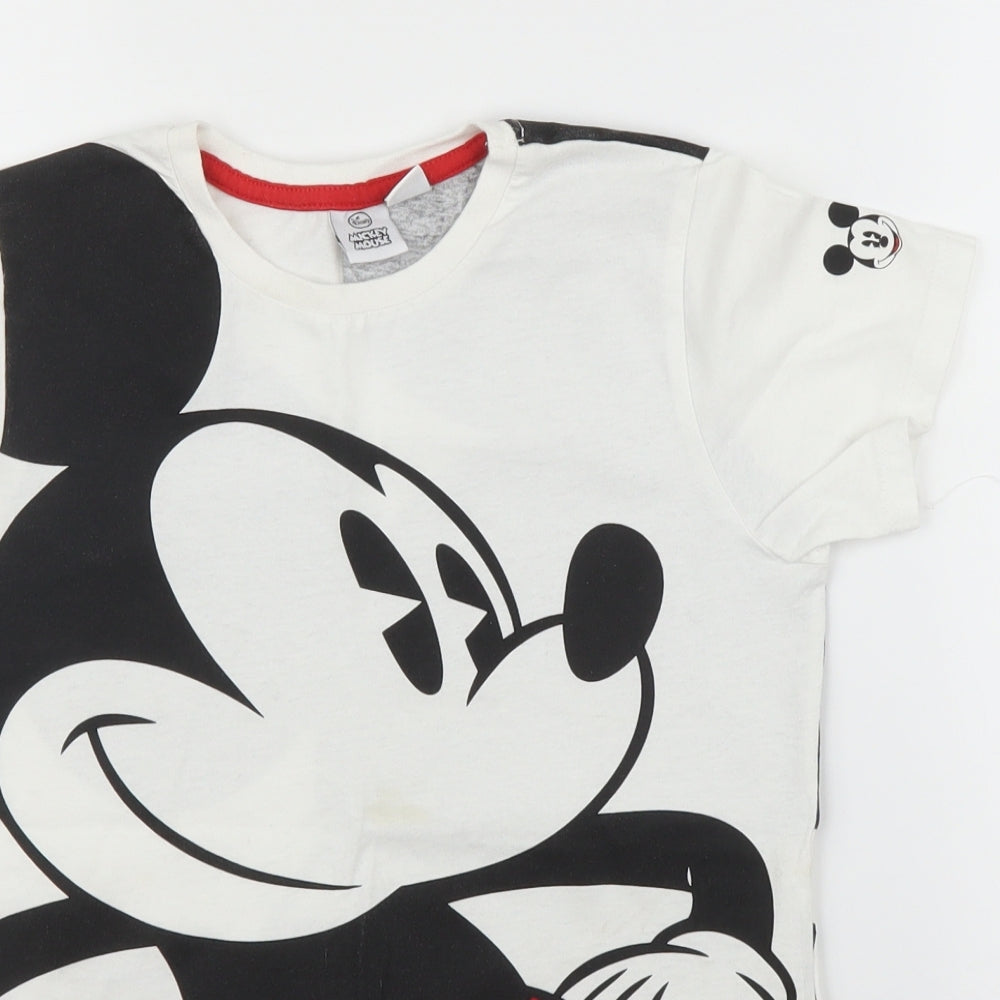 Primark Girls White   Basic T-Shirt Size 7 Years  - Mickey Mouse