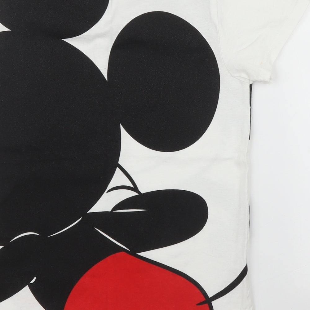 Primark Girls White   Basic T-Shirt Size 7 Years  - Mickey Mouse