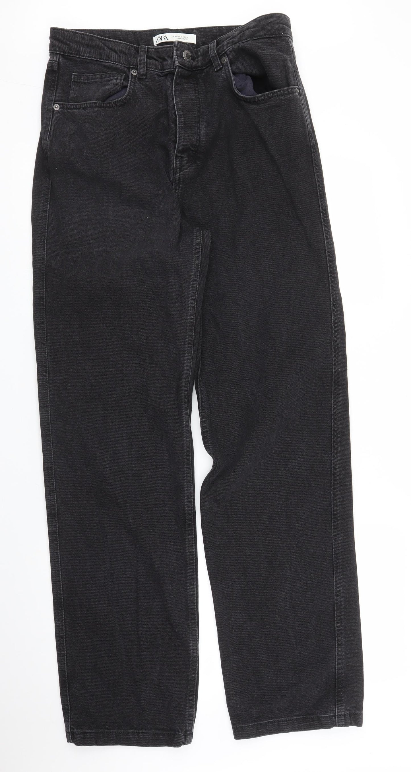Zara Mens Black  Denim Straight Jeans Size 32 in L33 in
