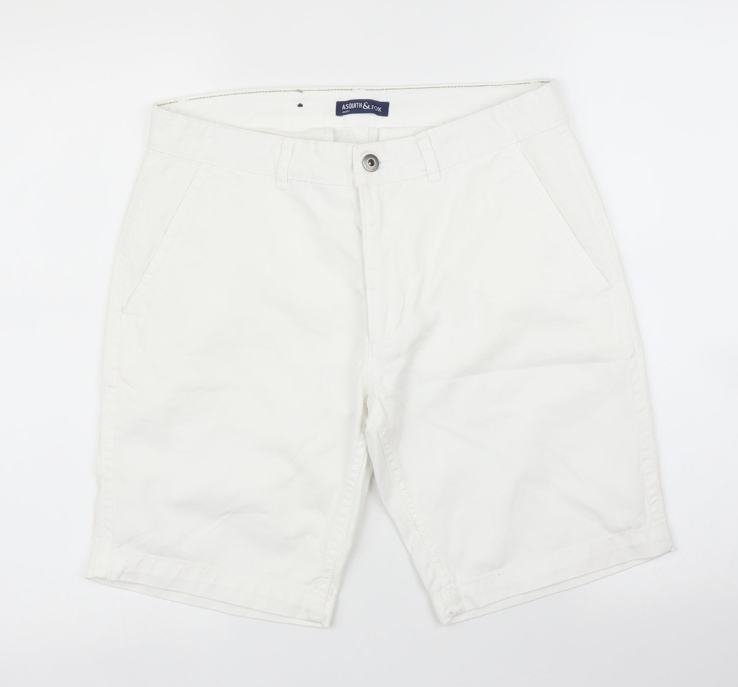 Asquith & Fox Mens White  Denim Bermuda Shorts Size 32 in
