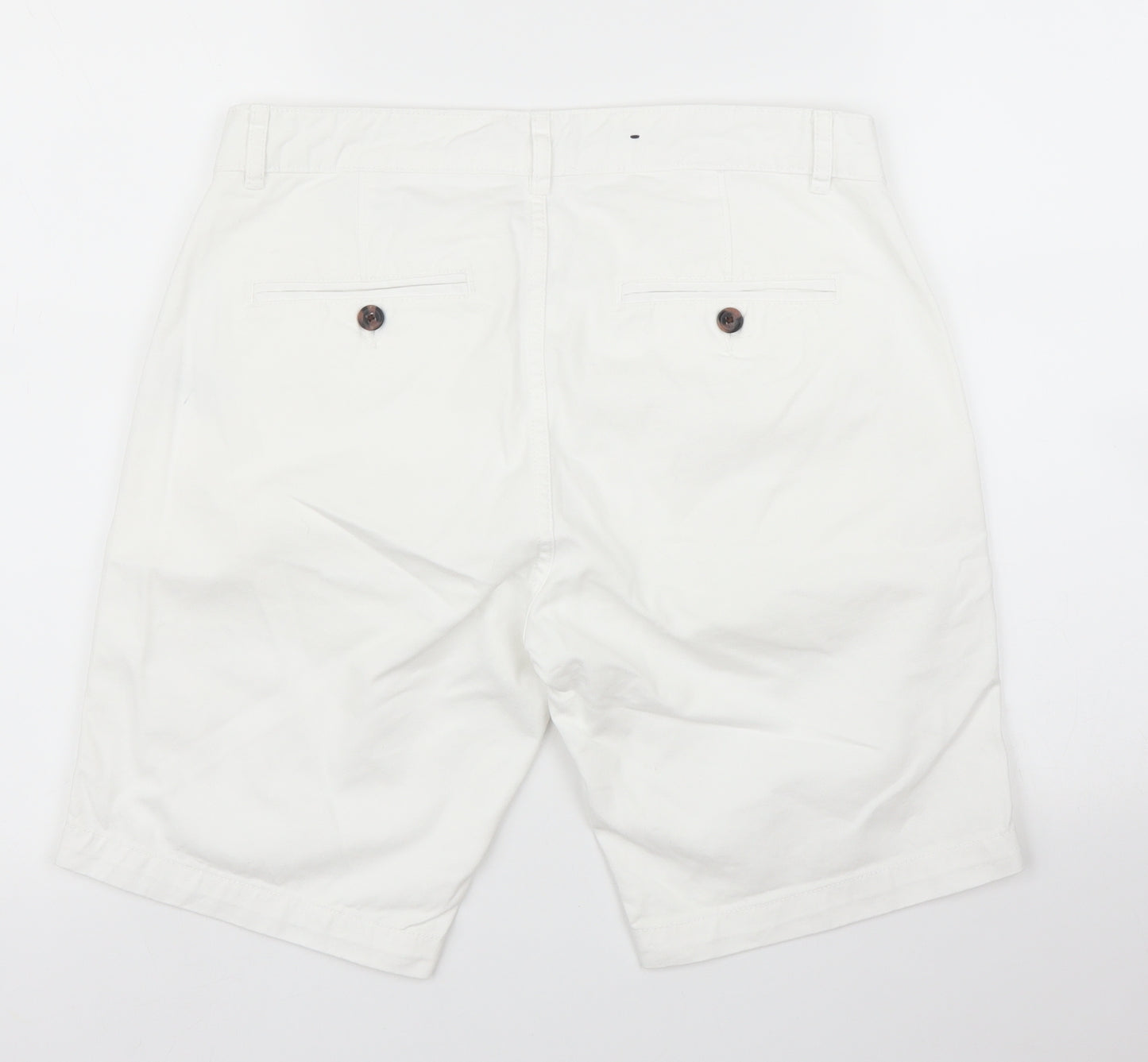 Asquith & Fox Mens White  Denim Bermuda Shorts Size 32 in