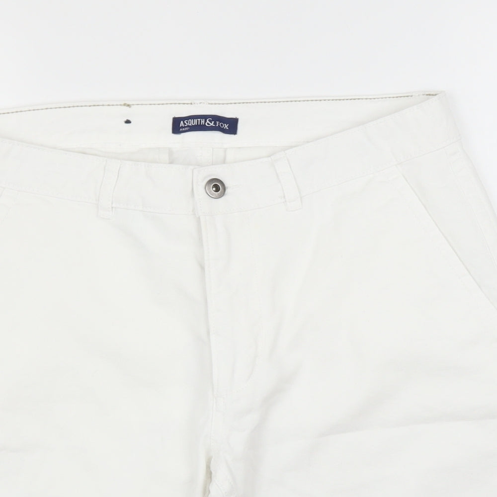 Asquith & Fox Mens White  Denim Bermuda Shorts Size 32 in