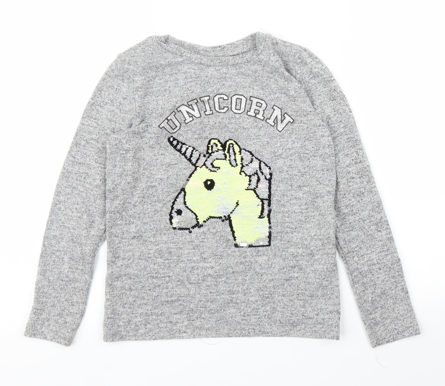 Primark Girls Grey   Pullover Jumper Size 8 Years  - Unicorn