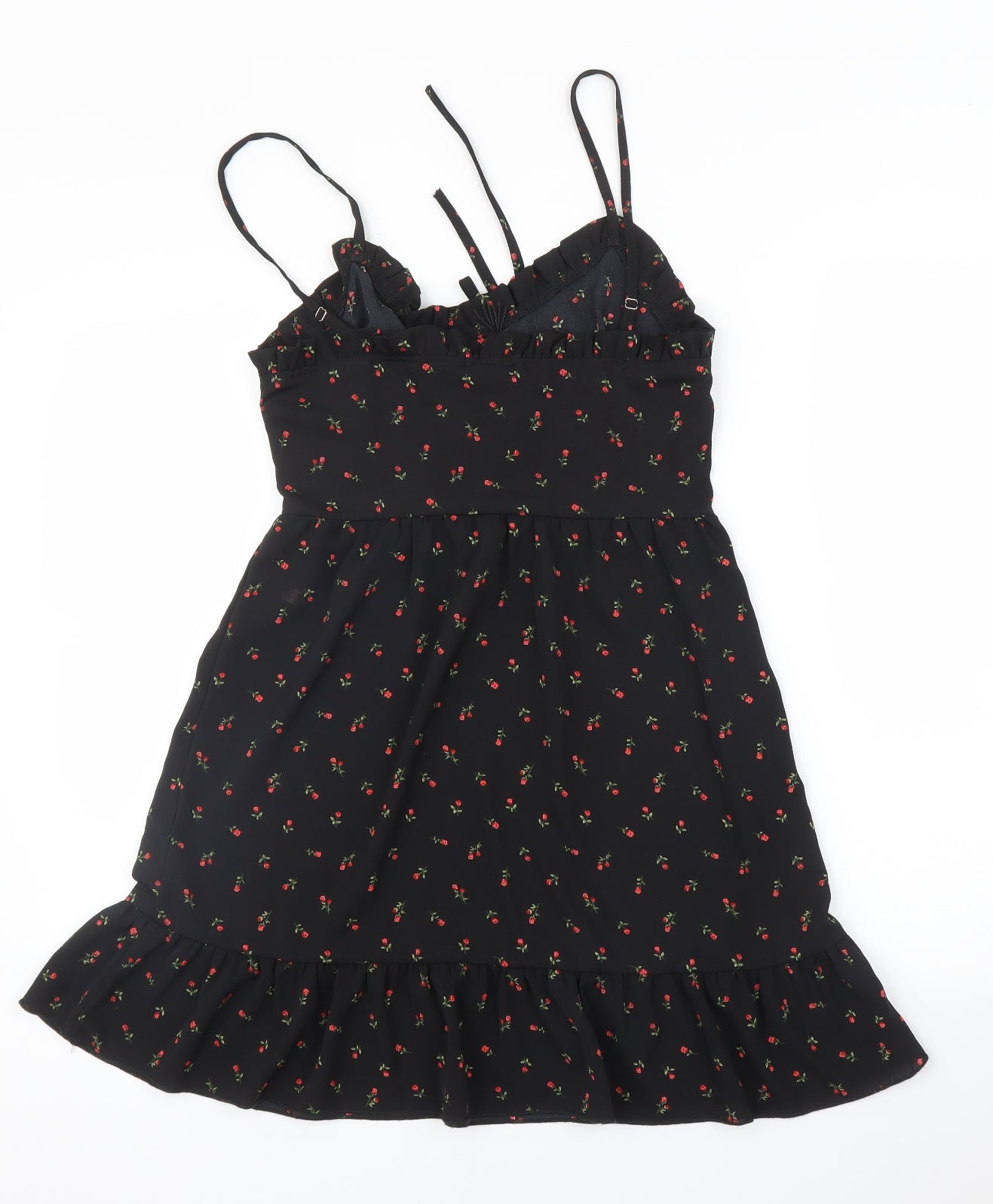 PRETTYLITTLETHING Womens Black Floral  Tunic Blouse Size 8