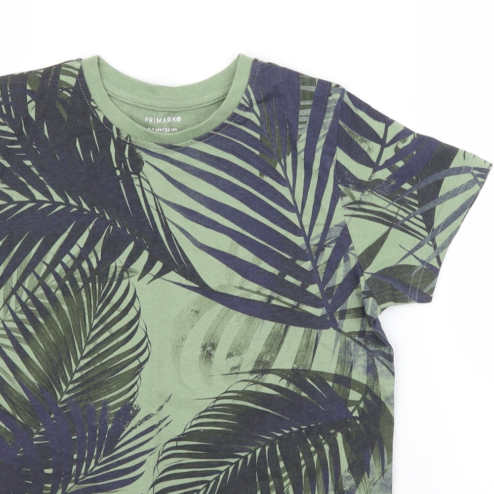 Primark Boys Green Floral  Basic T-Shirt Size 8 Years